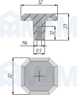 Размеры ручки-кнопки (артикул WPO.752)