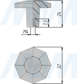 Размеры ручки-кнопки (артикул WPO.762)